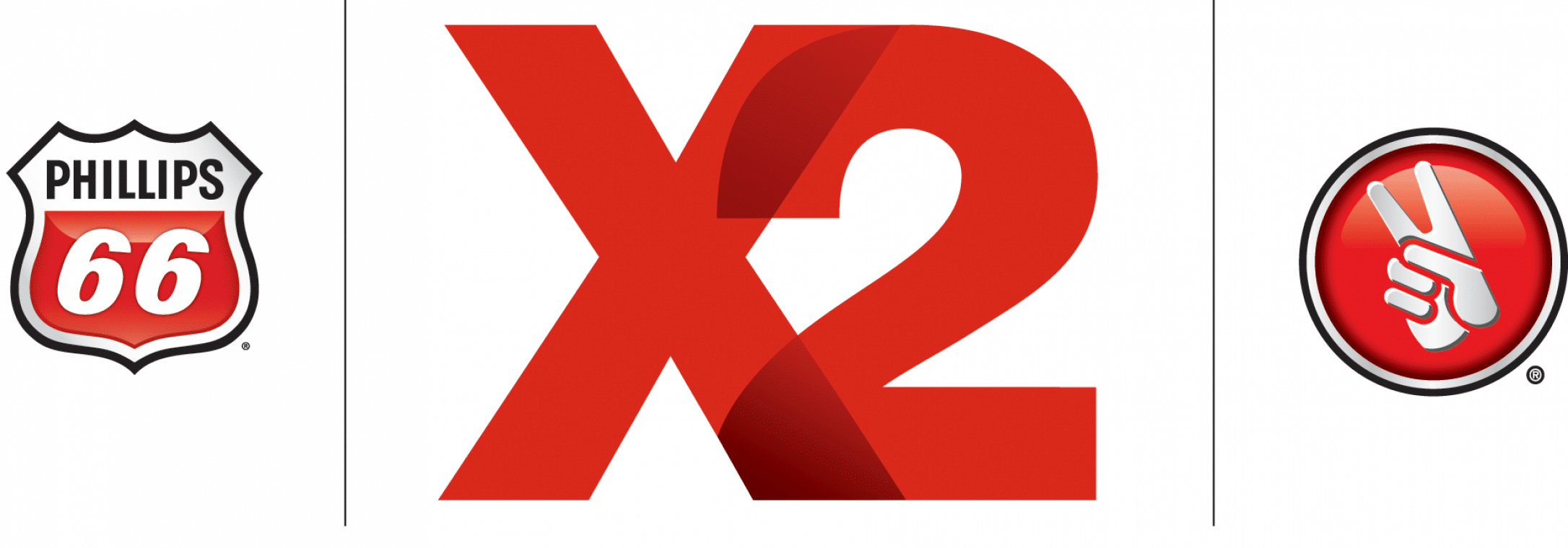 Phillips 66 and Victory Lane logos on either side of a bold red X2 graphic.